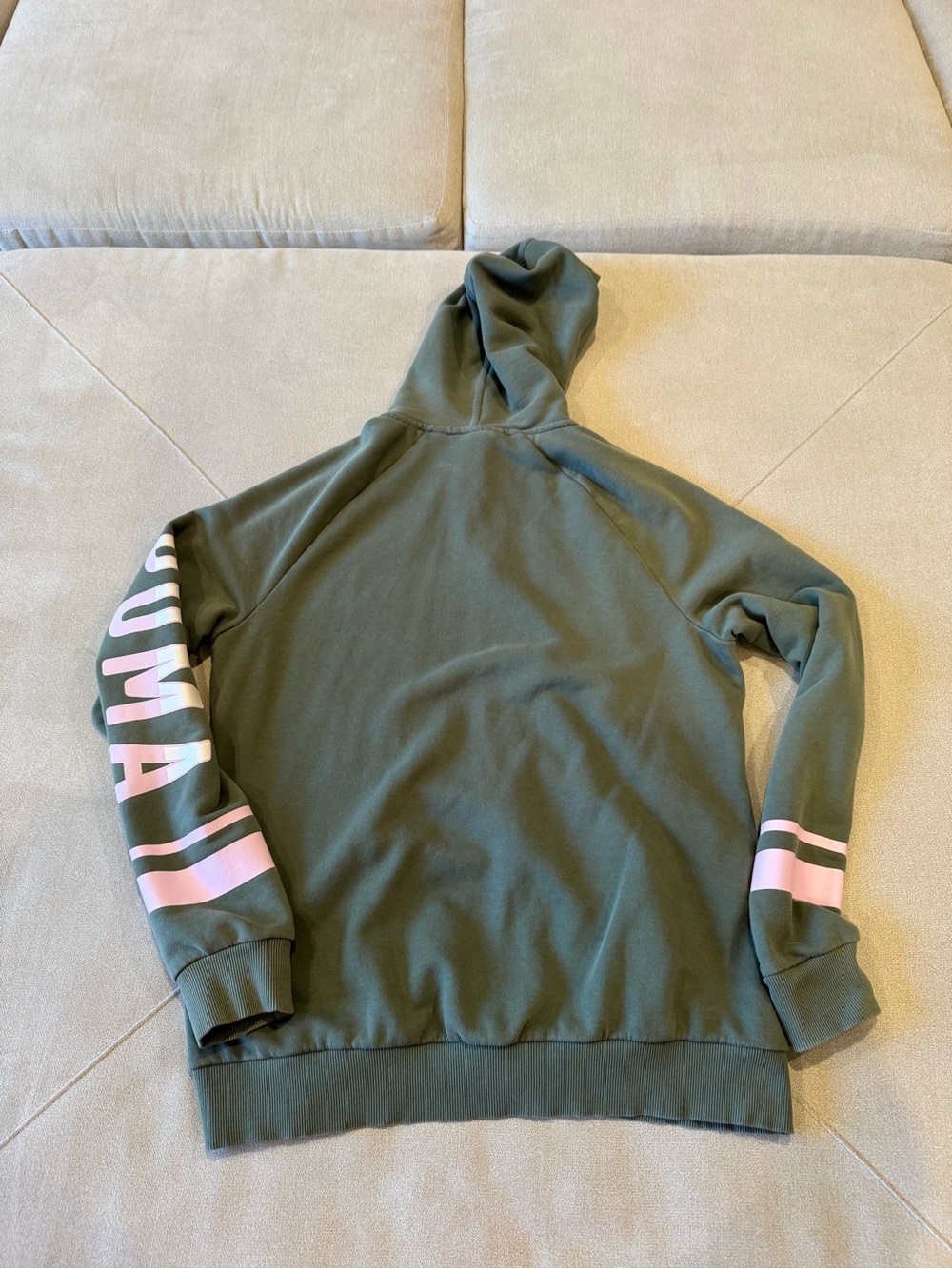 Puma Olive Green Women’s Hoodie & Joggers with Pink Accents - Picture 6 of 10